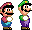 Luigi rojo y Mario Verde